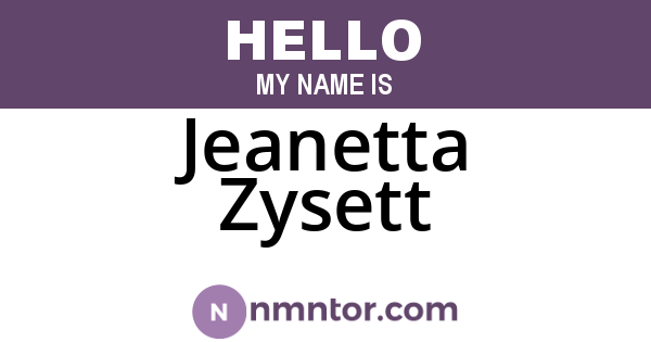Jeanetta Zysett