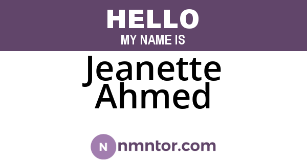 Jeanette Ahmed