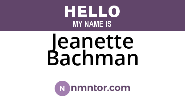 Jeanette Bachman