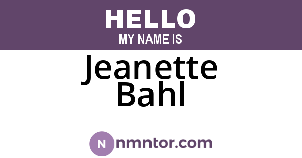 Jeanette Bahl