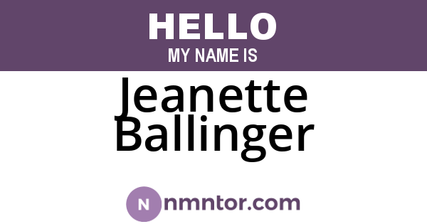 Jeanette Ballinger