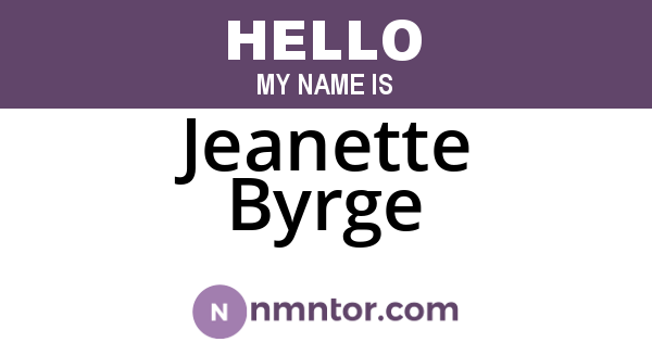 Jeanette Byrge