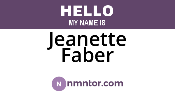 Jeanette Faber