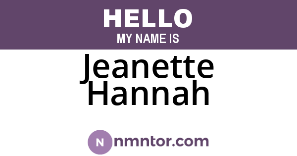 Jeanette Hannah