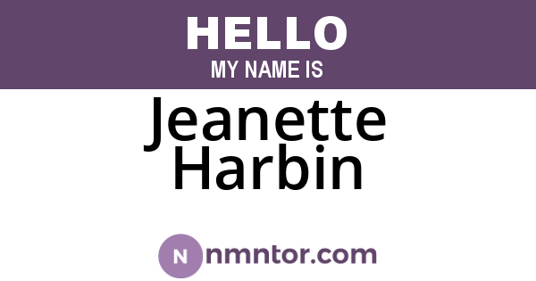 Jeanette Harbin