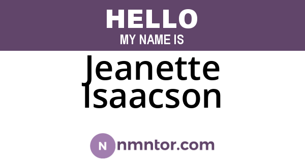 Jeanette Isaacson