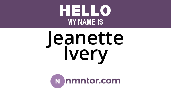 Jeanette Ivery