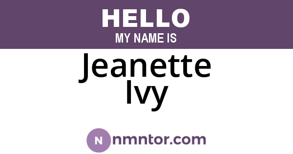 Jeanette Ivy