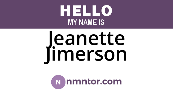 Jeanette Jimerson