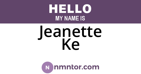 Jeanette Ke