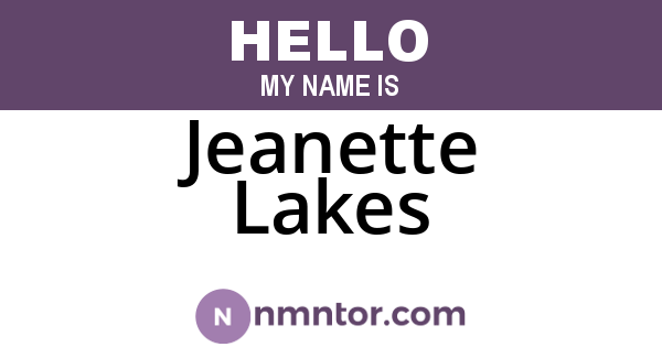 Jeanette Lakes