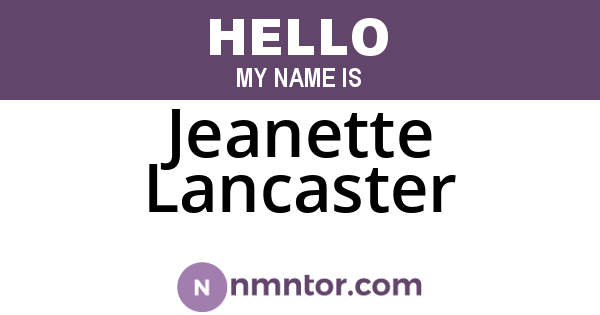Jeanette Lancaster