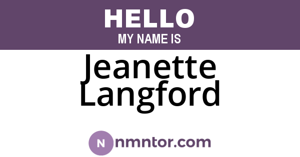 Jeanette Langford