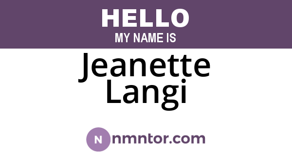 Jeanette Langi