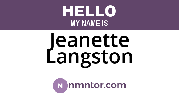 Jeanette Langston