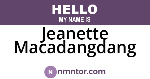 Jeanette Macadangdang