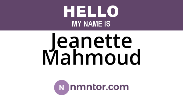 Jeanette Mahmoud