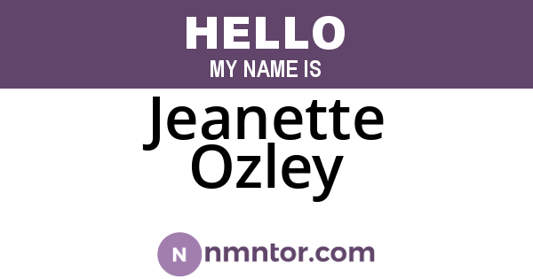 Jeanette Ozley