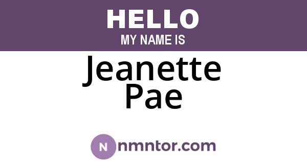 Jeanette Pae
