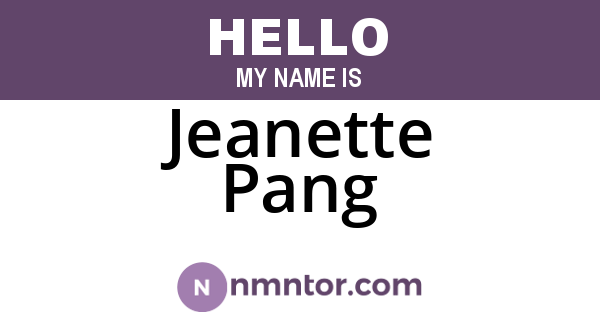 Jeanette Pang