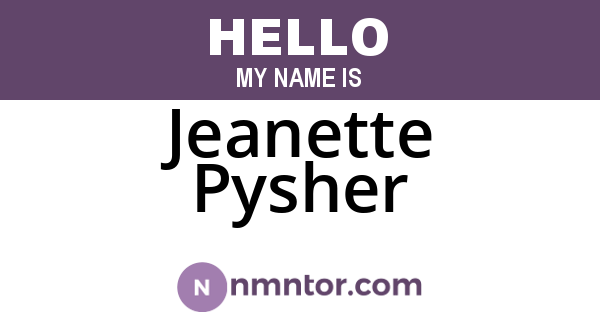 Jeanette Pysher