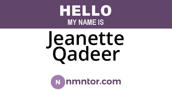 Jeanette Qadeer