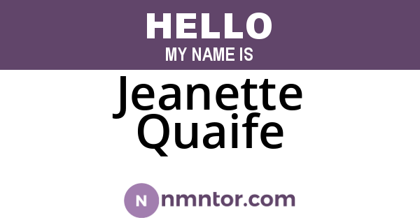 Jeanette Quaife