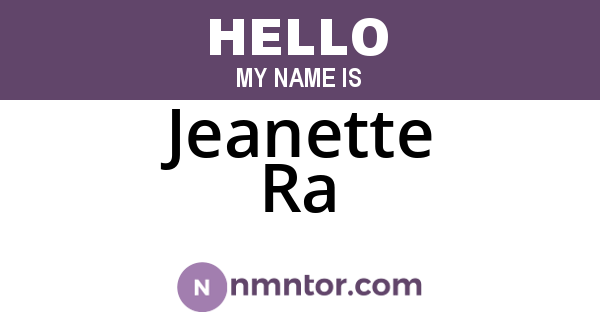 Jeanette Ra