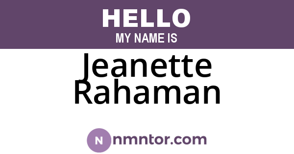 Jeanette Rahaman