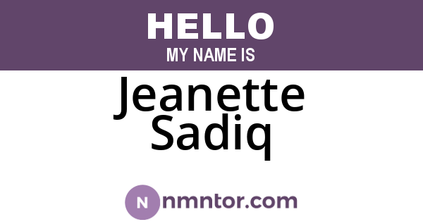 Jeanette Sadiq