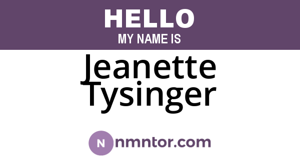 Jeanette Tysinger