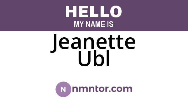 Jeanette Ubl