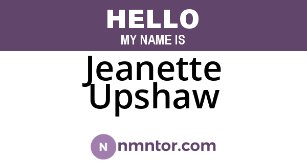 Jeanette Upshaw