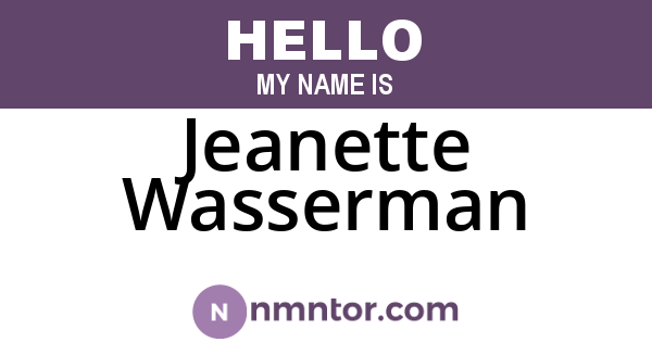 Jeanette Wasserman