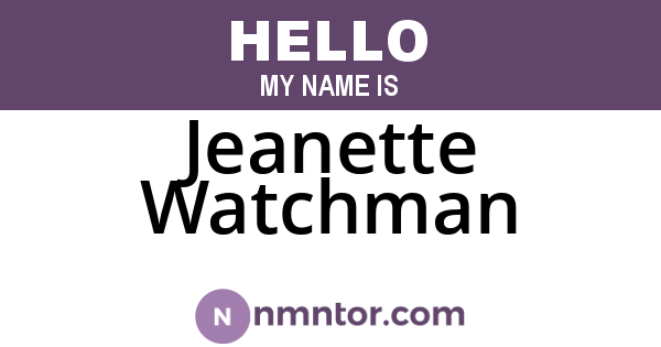 Jeanette Watchman