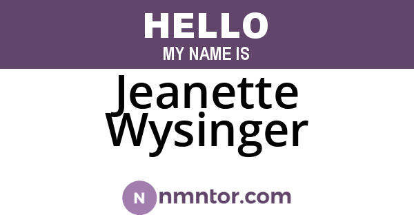 Jeanette Wysinger