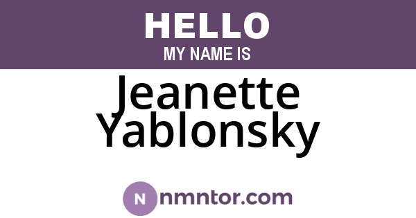 Jeanette Yablonsky