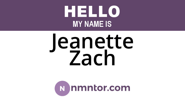 Jeanette Zach