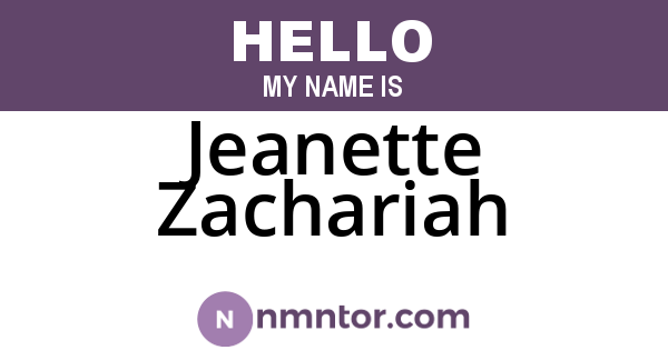 Jeanette Zachariah