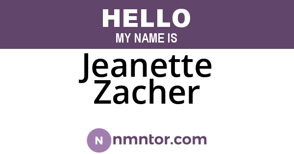 Jeanette Zacher