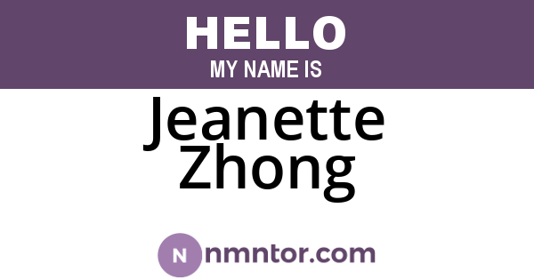 Jeanette Zhong