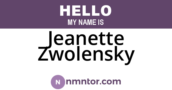 Jeanette Zwolensky