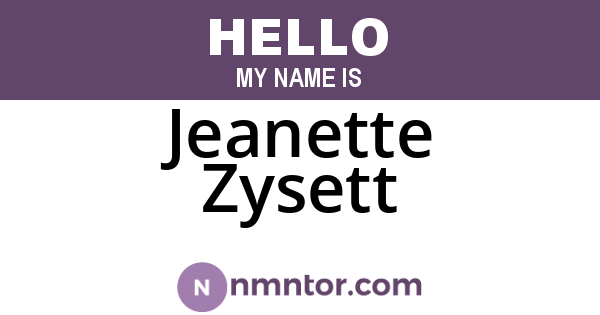Jeanette Zysett