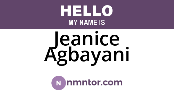 Jeanice Agbayani