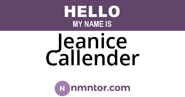 Jeanice Callender