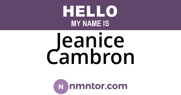 Jeanice Cambron