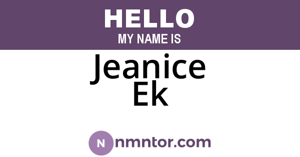 Jeanice Ek