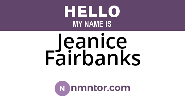 Jeanice Fairbanks