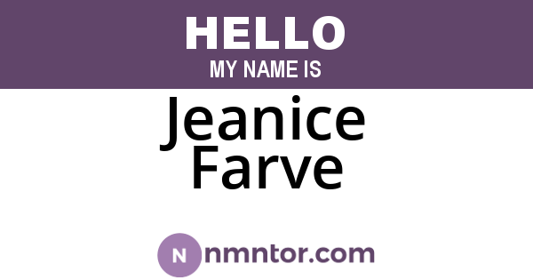 Jeanice Farve