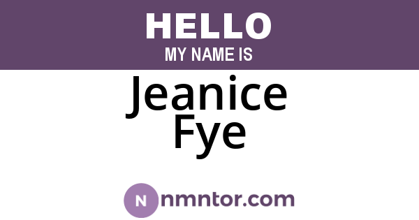Jeanice Fye